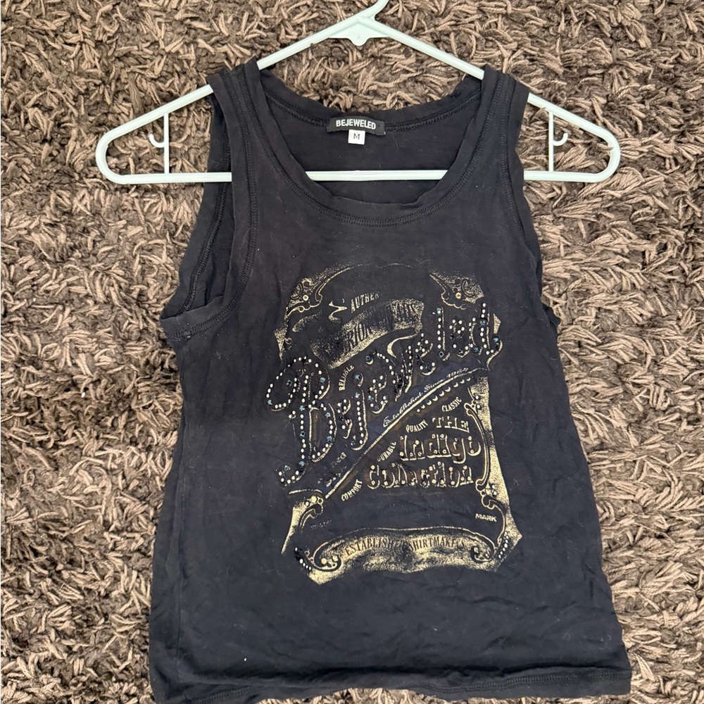Bejeweled Black Tank Top